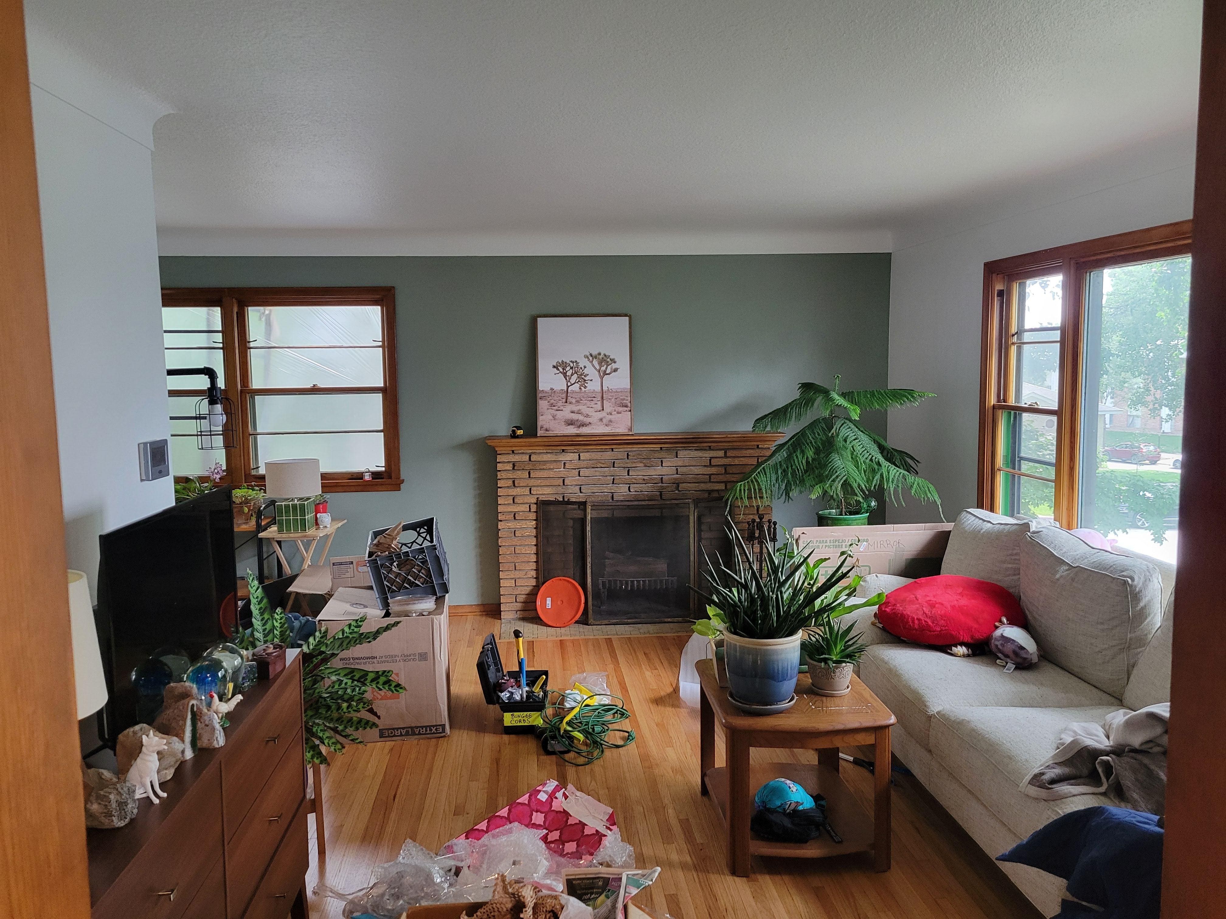 Poorly arranged cluttered room showing common furniture mistakes